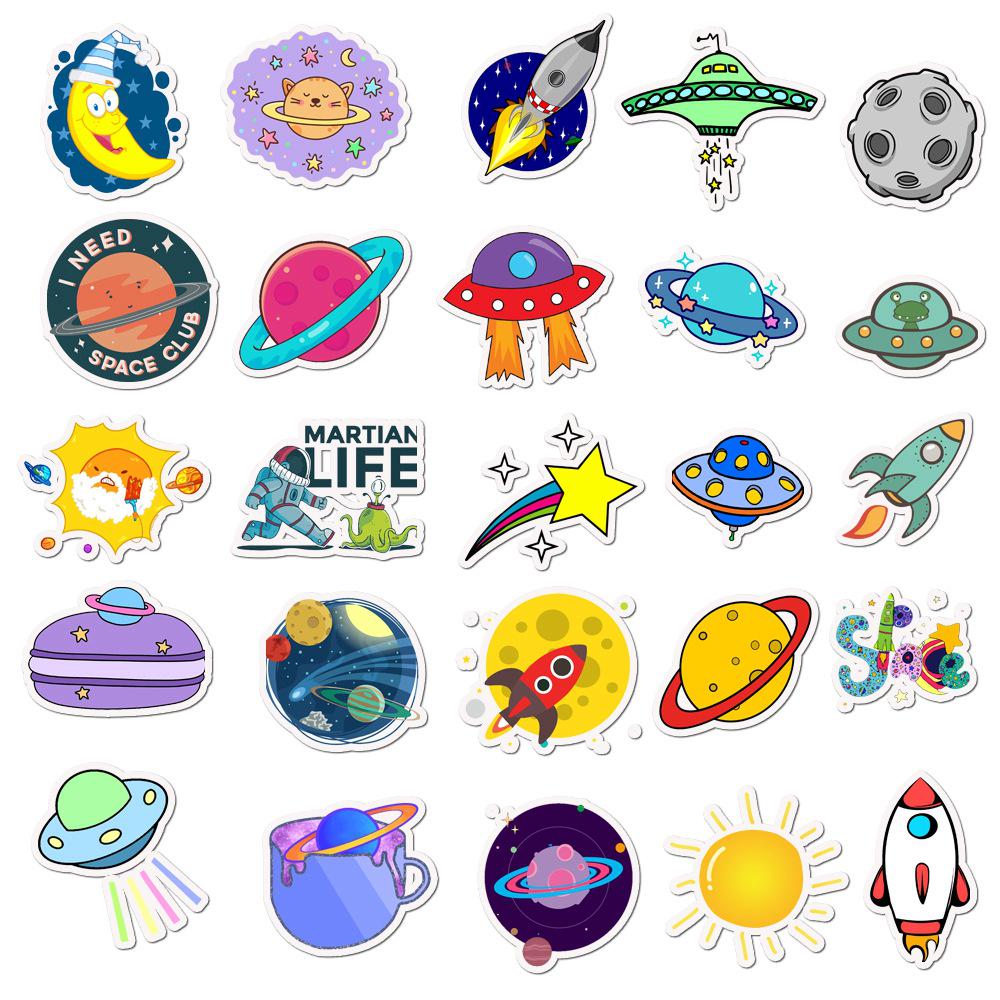 

50 Hand-painted Cartoon Celestial Planet Hot Products Non-infringement Suitcase Stickers Super Waterproof Graffiti Stickers