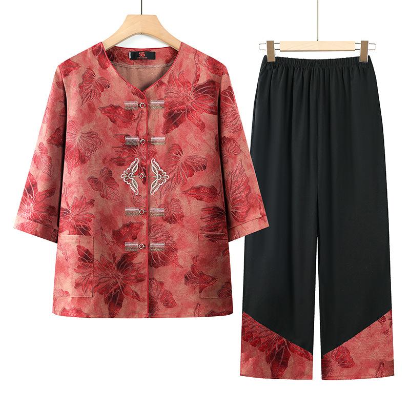 Ältere Mode Sommerkleidung Damen Sommer Bequemer Atmungsaktiver Anzug Strickjacke