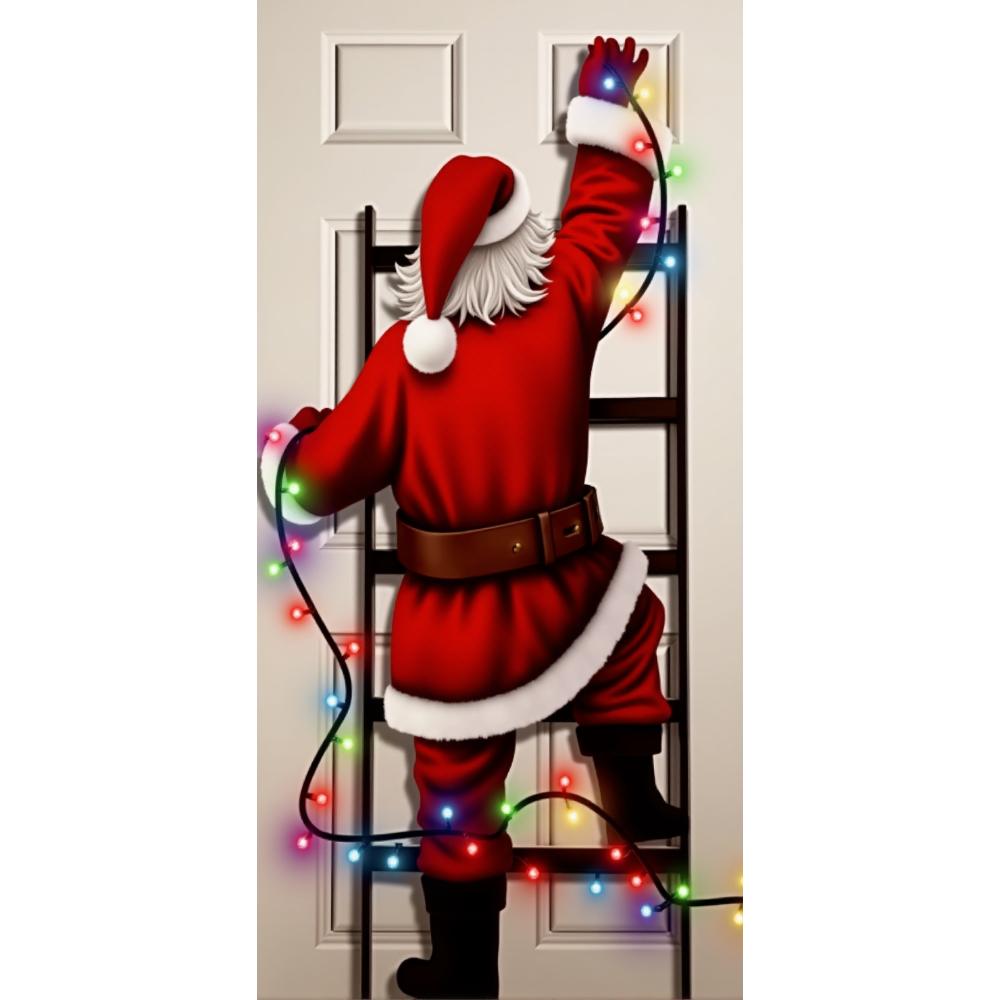 Merry Christmas Snowman Santa Claus Door Cover Banner Christmas Hanging Decor for Holiday Season Party
