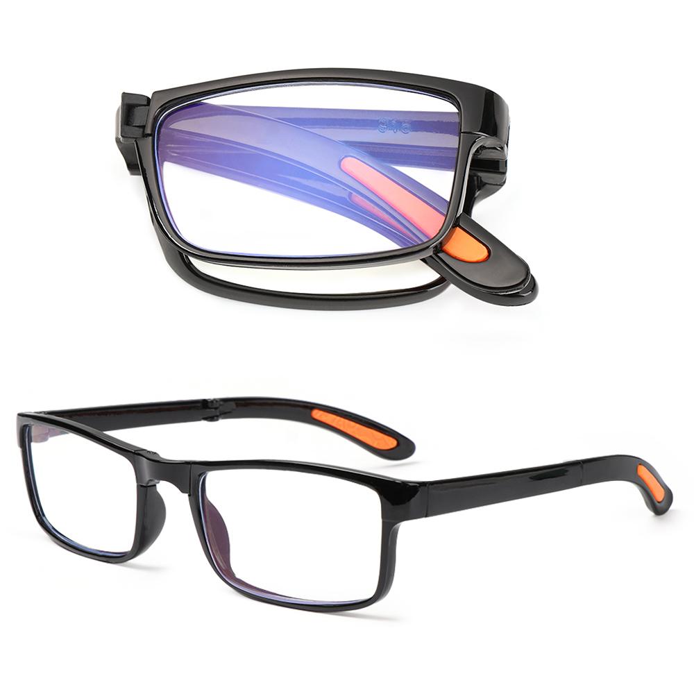 Fashion Folding Reading Glasses With Zipper Eyeglasses Box Unisex Portable Foldable Anti Blue Ray Lightweight Presbyopic Glasses