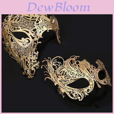 Halloween Gold Metal Mask With Glittering Phoenix For Costume Party And Performance