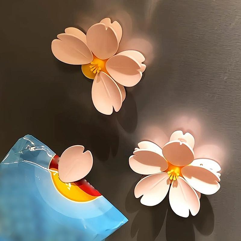 Sakura Magnetická sponka Kreativní kuchyňský gadget Multifunkční uzávěr na svačiny Skladování potravin Unikátní sponka ve tvaru okvětního lístku Roztomilý domácí magnet na lednici