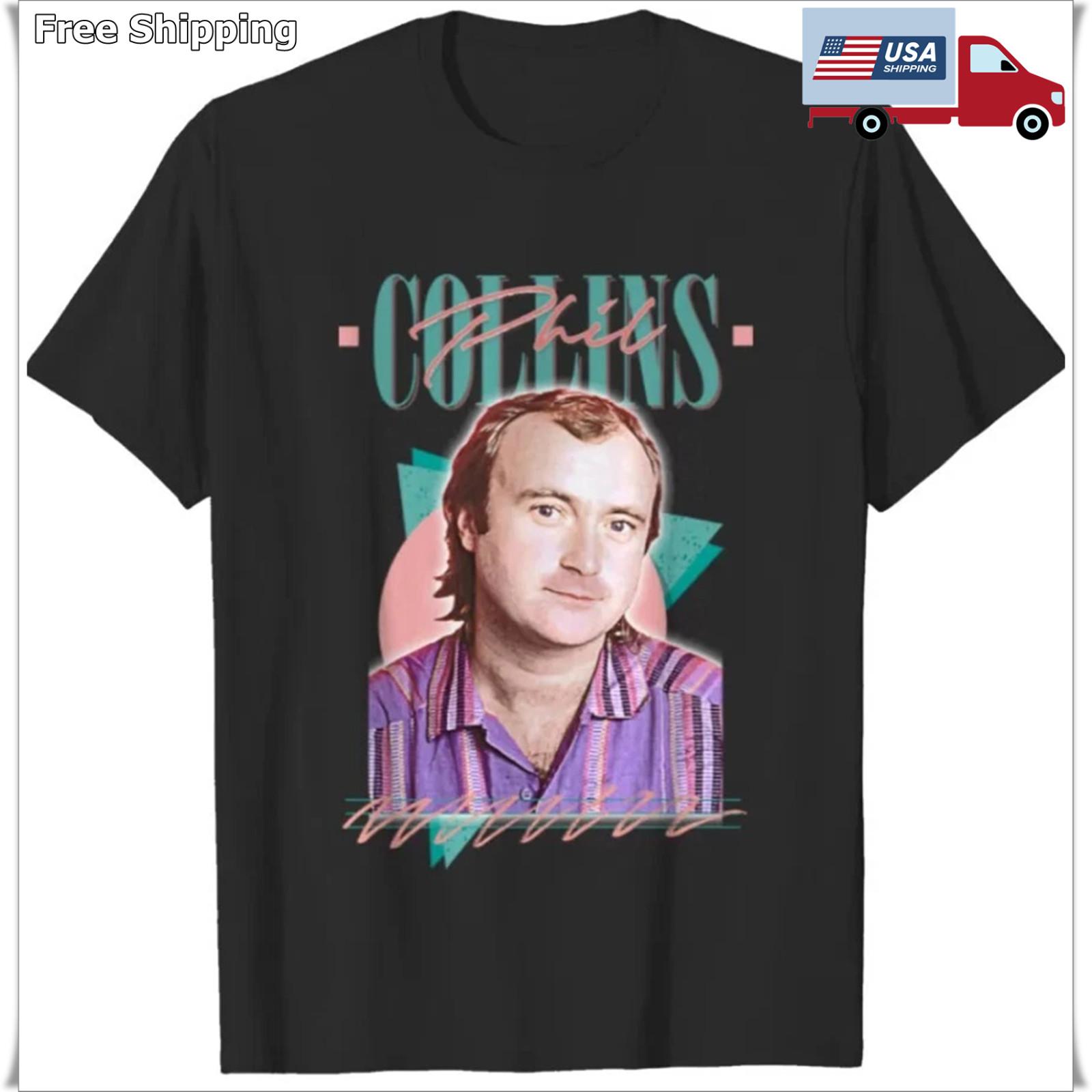 Phil Collins Retro 80S T-Shirt Rock Music Shirt Unisex Short Sleeve T-Shirt All XXXL