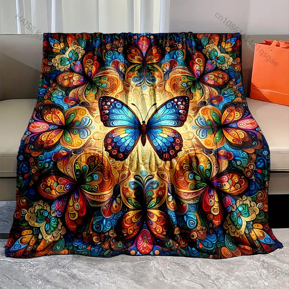 

Fantasy Butterfly Art Print Blanket Warm Soft Luxury Gifts for Children Adults Suitable for Home Sofa Bed Travel RV Large Size 75x100cm