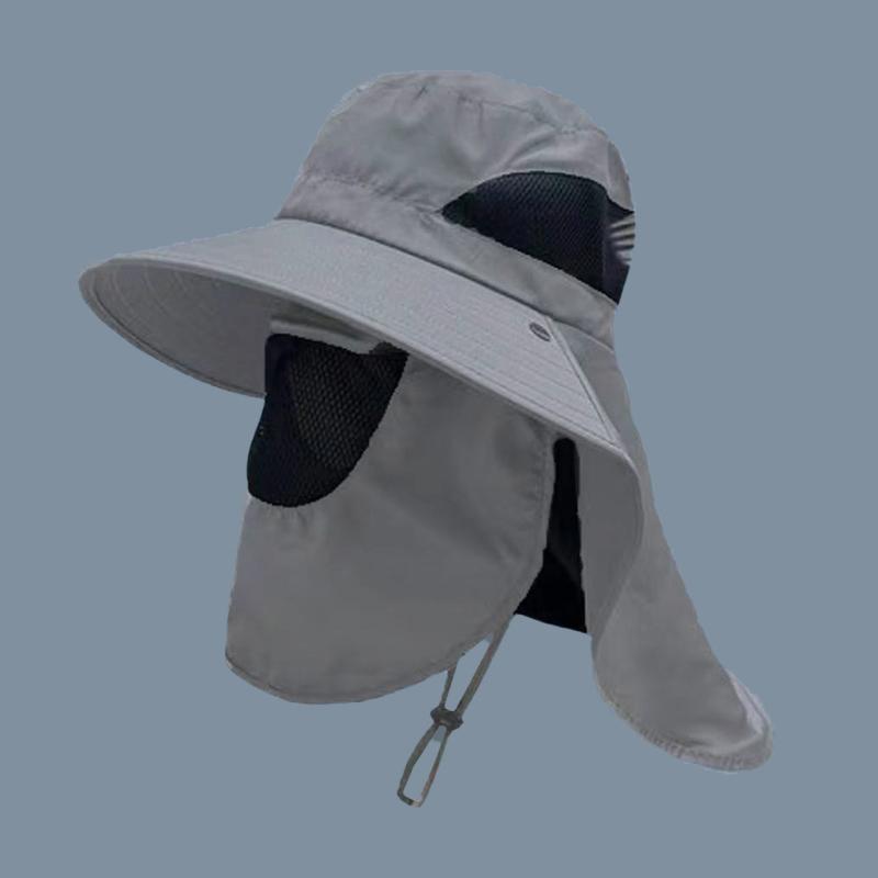 Sun Protection Bucket Hat Neck Protector One-Piece Fishing Hiking Hat Outdoor Breathable Bucket Hat Windproof Large-Brimme