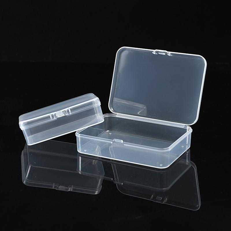10Pcs Rectangular Transparent Plastic Box Jewelry Card Stationery Storage Box Small Item Storage Box