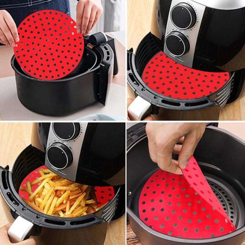 Air Fryer without oil Liners  Reusable Silicone Non-Stick Air Fryer Mat Steamer Pad Parchment Paper Easy to Clean Round/Square
