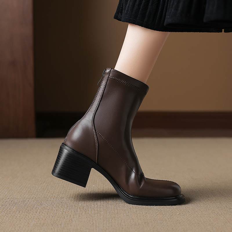 Krazing Pot Microfiber Winter Round Toe Modern Platform Size 33 Boots Size 43 Women Fashion Stretch Ankle Boots