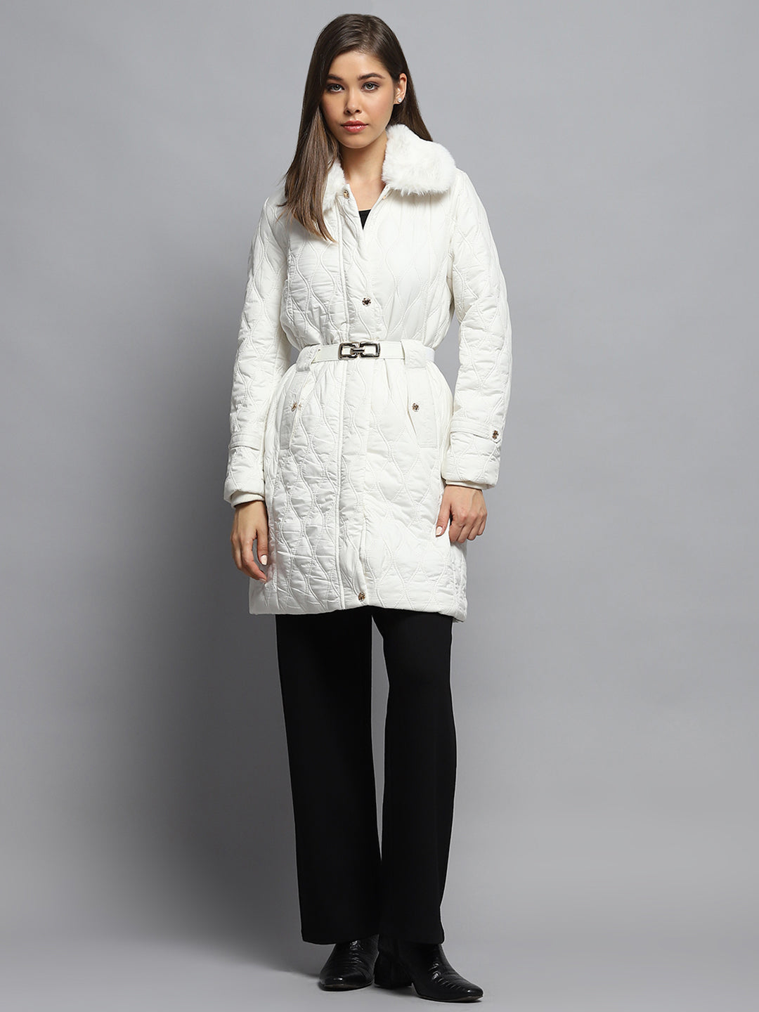 Monte Carlo Women Regular Fit White Jacket L