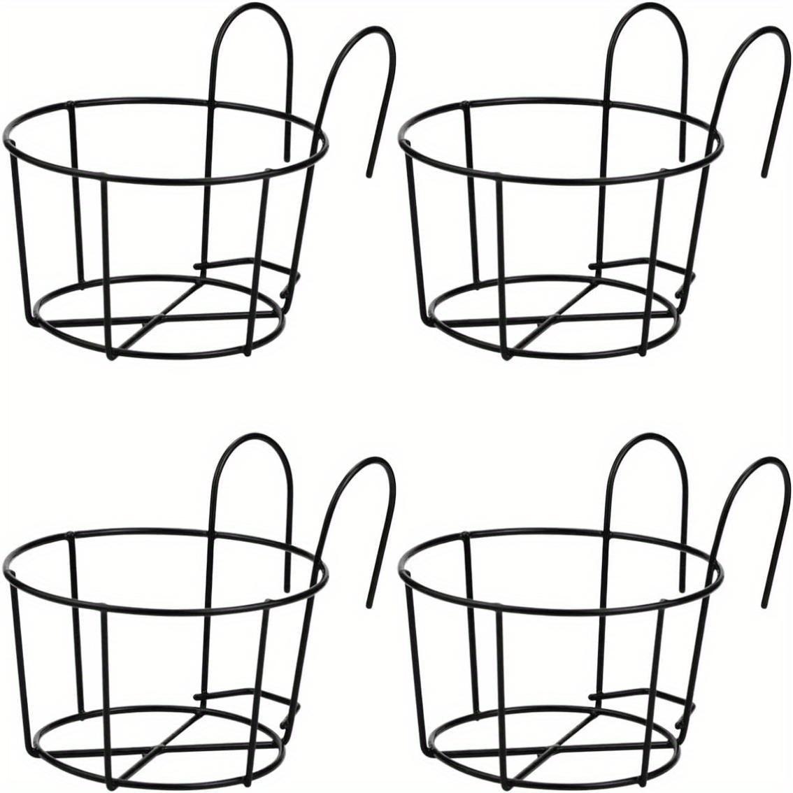 

4pcs Stylish Round Metal Hanging Planters - Perfect for Balcony, Garden & Indoor Decor! чёрный