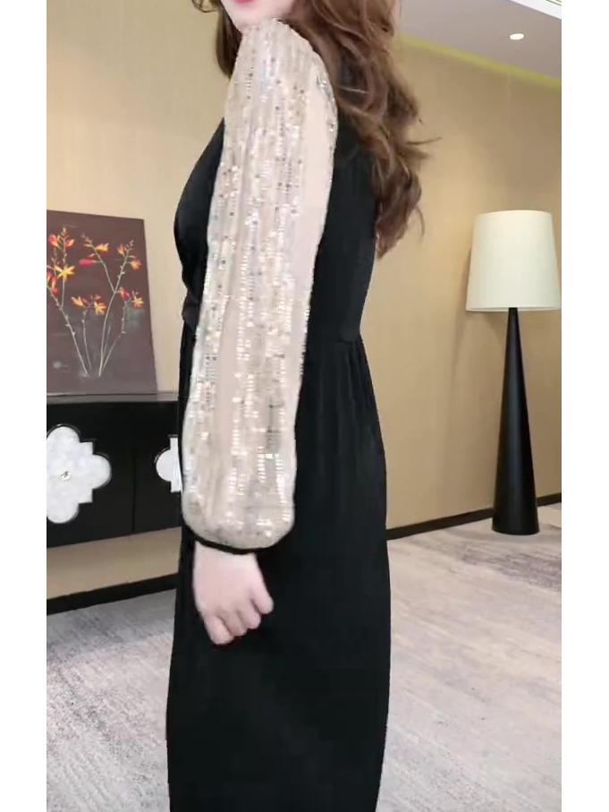 Vestido Lantejoulas Celebridade Primavera Tamanho Grande Emagrecimento - Moda Feminina de Luxo