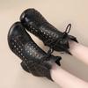 Fashion Summer cowhide hollow women's boots sandals high heels breathable retro style Ankle boots