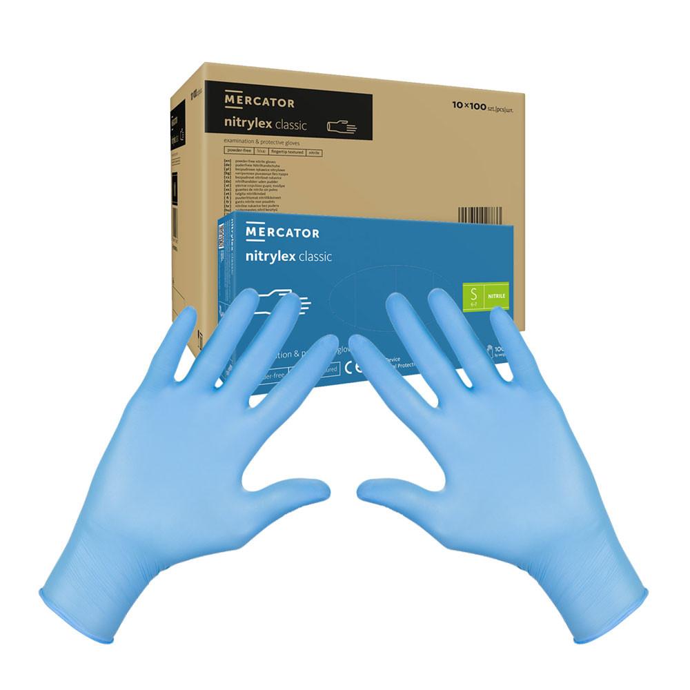 Nitrile Gloves Blue Mercator Nitrylex Classic 100 Pieces Carton 10 Pack