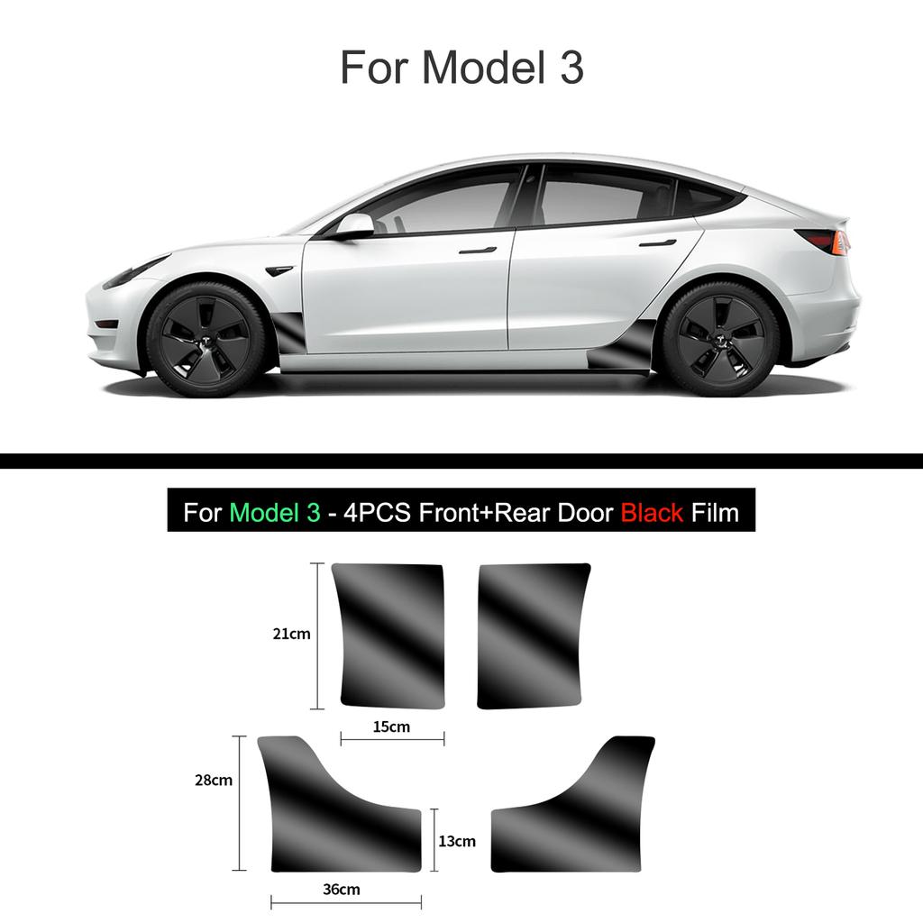 Black TPU Car Body Protective Film Invisible For Tesla Model 3/Y 2017-2025 Front Rear Door Extended Transparent Car Clothing Set