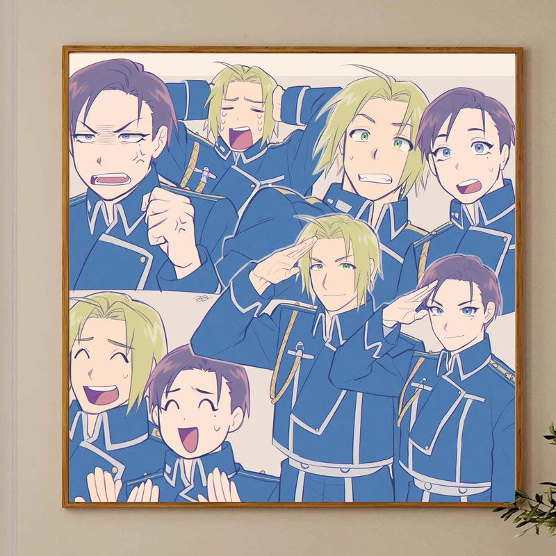 Edward Elric Casual Style Large Self-Adhesive Oil Canvas, Unframed HD Sunset Scenery from Fullmetal Alchemist