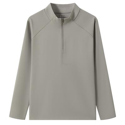 Frühling und Herbst Neues Langarm-T-Shirt Herren Schulterärmel Halboher Reißverschluss Langarm Unterhemd