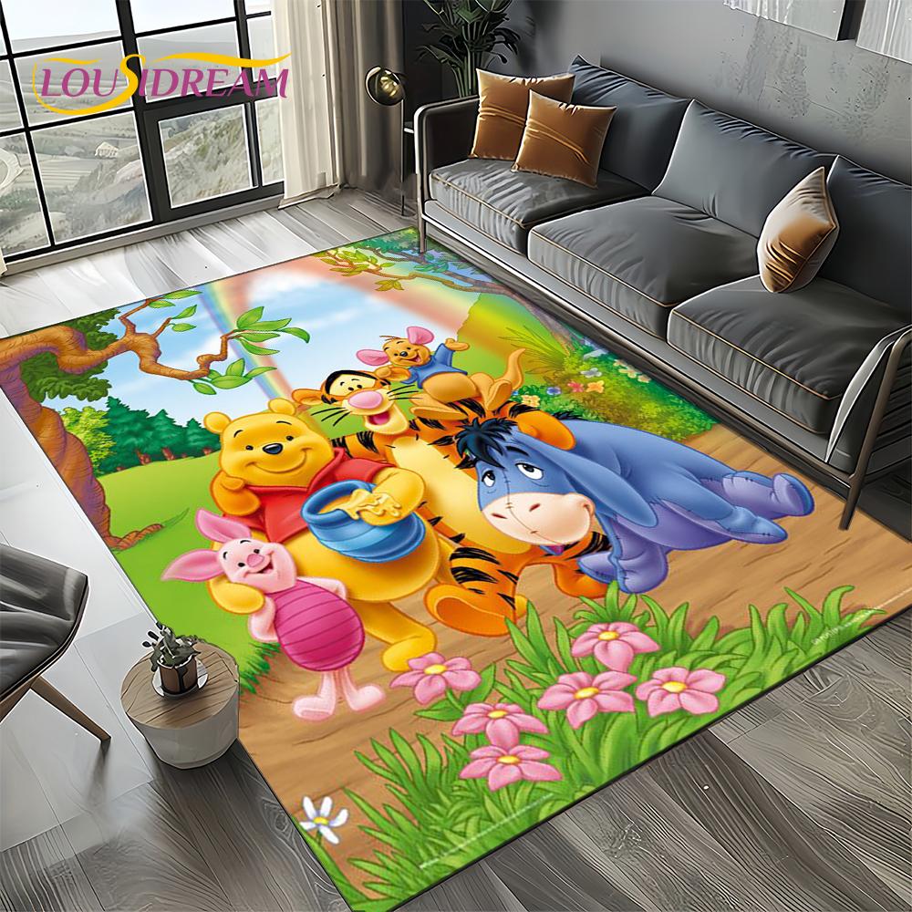 Tappeto Tappetino Decorativo Tappeto Cartoon Orso Winnie Pooh Carino 3D per Camera da Letto Soggiorno Casa Divano, Gioco Bambino Decorazione Grande Tappetino Pavimento Regalo