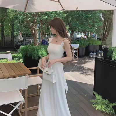 Καλοκαίρι 2024 Γυναικείο Αμάνικο Λευκό Φόρεμα Α γραμμής με τιράντες - Στυλ Γαλλικού Απογευματινού Τσαγιού