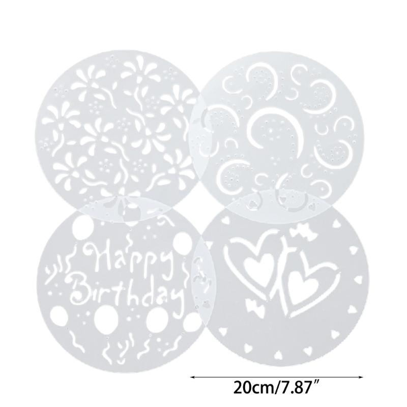 Pack of 4 Spray Stencils Birthday Cake Molds DIY Decorating Tools PVC Material
