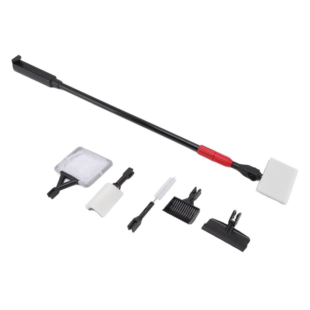 6 in 1 Fish Tank Cleaning Tools with Telescopic Handle Includes Algae Scraper Sand Rake Brush Fish