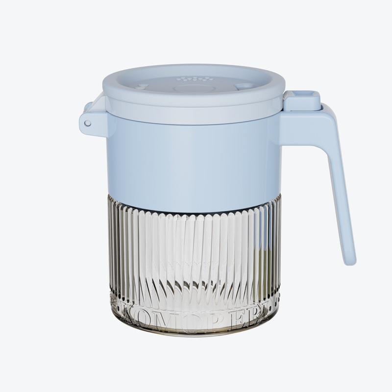 

One-button Open Dual-purpose Kitchen Moisture-proof Sealed Quantitative Glass Seasoning Jar синий