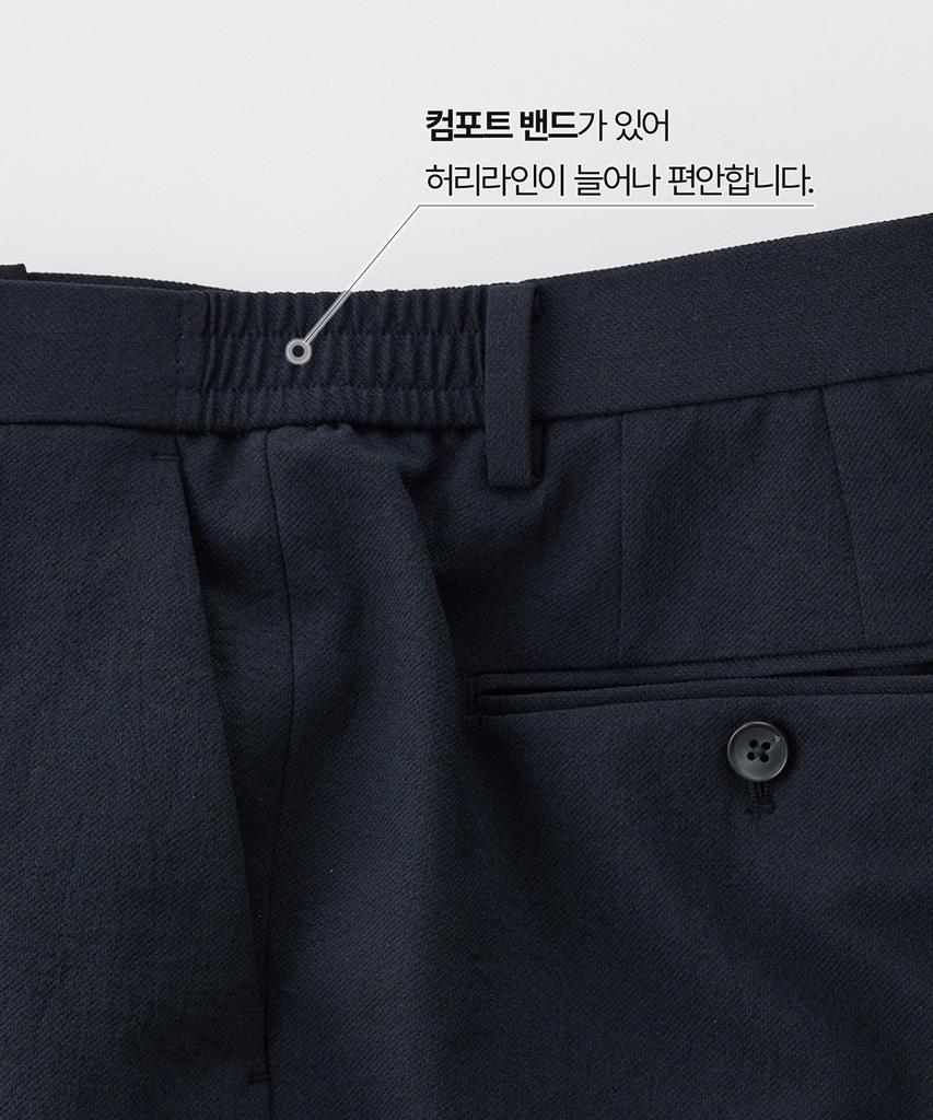 STCO Texture Polyester Soft Slacks_Navy (Straight Fit)_Spaxb06Csn