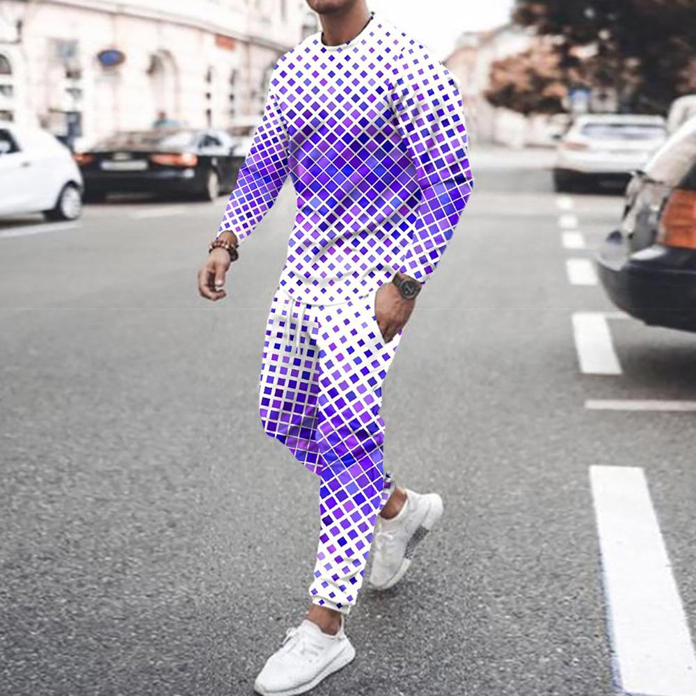 

Осенняя мужская футболка свободного покроя с длинным рукавом и брюками, комплект из 2 предметов, повседневный спортивный костюм с 3D-принтом, брюки, костюмы, футболка, спортивные штаны 4XL