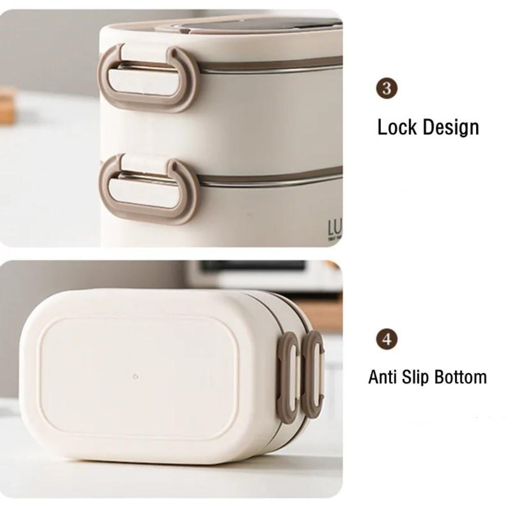 Large Capacity Thermal Lunch Box With Fold Spoon Food Storage Containers  Office Picnic