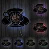 Coffee Cup Cut Out Longplay Wall Clock Kitchen Decor Cafe House Coffee Sign Black Noiseless Hanging Wall Clock Gifts for Barista