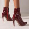 Temperament Damen Stiefel Heiß Hoher Absatz Knöchelhohe Stiefel Spitze Zehen zum Hineinschlüpfen Stiletto Stiefel Mit Reißverschluss Für Damenstiefel Designer Luxus
