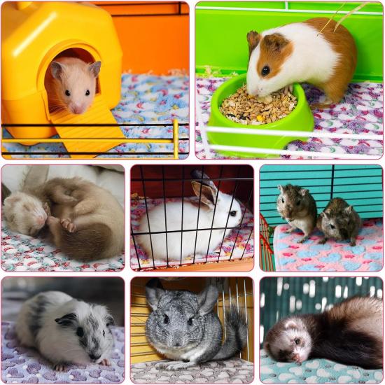 Newwiee 20 Pcs Small PET Fleece Blanket Washable Waterproof Small Animal Cage Bedding Guinea Pig Puppy Dog Cat Pee Pad Liner Accessories(12 x 12