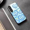 Blaues Herz Schutzhülle Exquisit High-End Handyhülle Glas TPU Handyhülle für Samsung Galaxy S26 S25 S24 S23 S22 S21 FE, Ultra, Plus