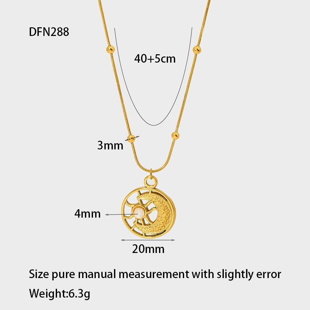 European and American retro moon sunflower pendant necklace stainless steel plated 18k gold jewelry accessories niche design