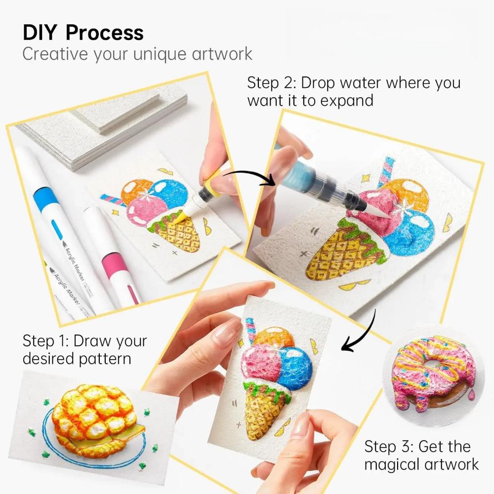 3D Magic Puffy Foam Texture Painting Paper for Kids DIY Drawing Art Educational Craft Sponge Canvas Board Handicraft Toy