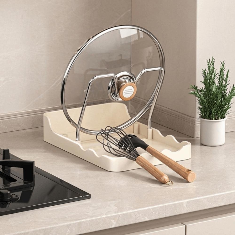 Plastic Pot Lid Storage Rack Draining Pot Cover Holder Durable Kitchen Storage Rack Pantry