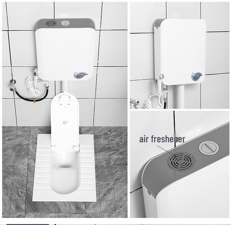 Compact Ceramic Squat Toilet with Flip Lid and Cover Plate