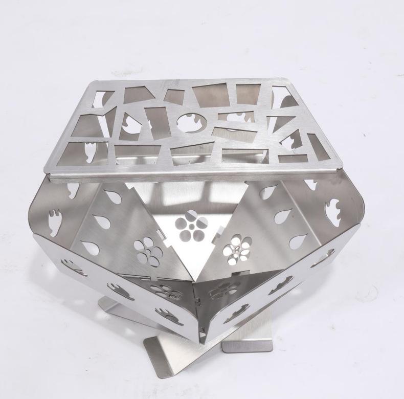 Outdoor Camping Stainless Steel Folding Wood Stove - Tent Heating, Lighting, Picnic - Cross-border Tourism