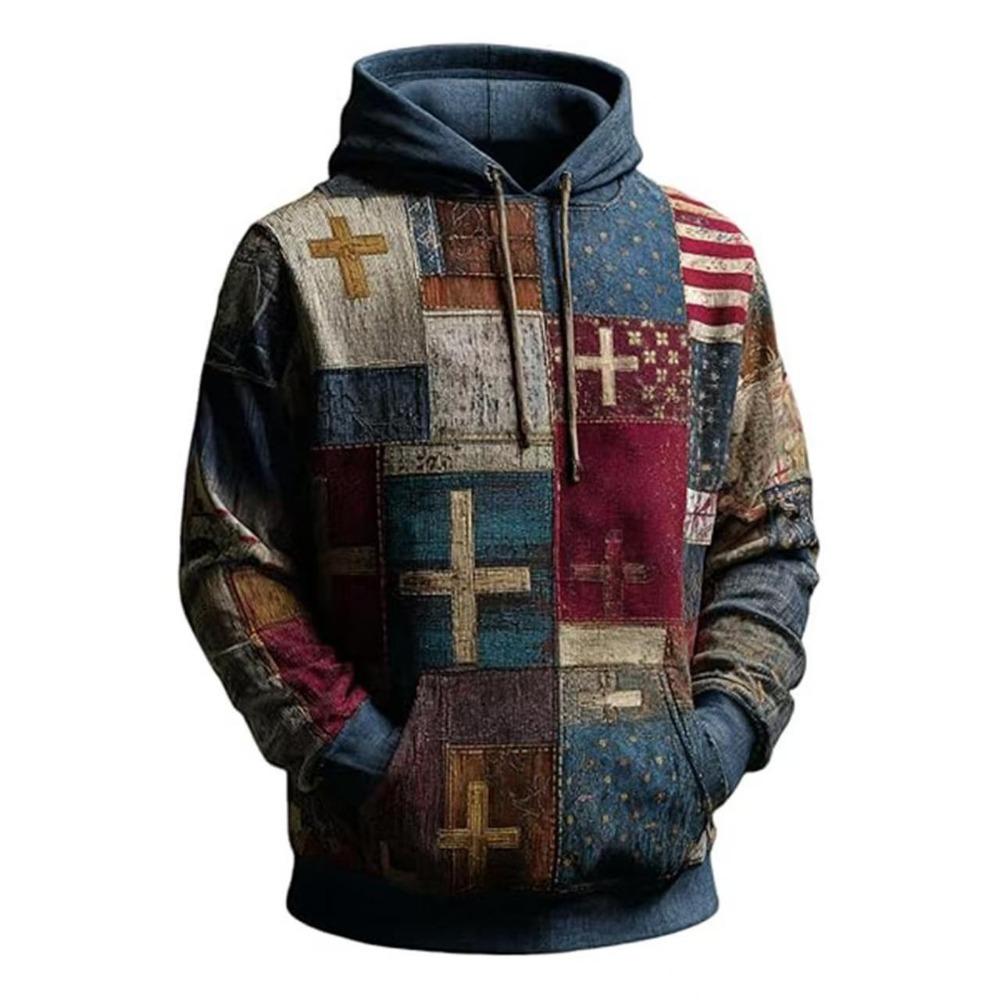 

Spring European American Style Hoodie Vintage Cross Pattern 3d Print Hoodie Women Fasual Streetwear Sweatshirt Men Clothes Top S