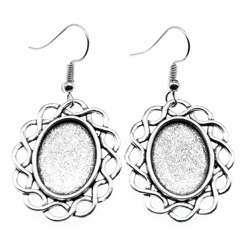 Ovale Cabochon Base Hængeøreringe DIY Foto Smykke Tilbehør Håndlavede Gaver