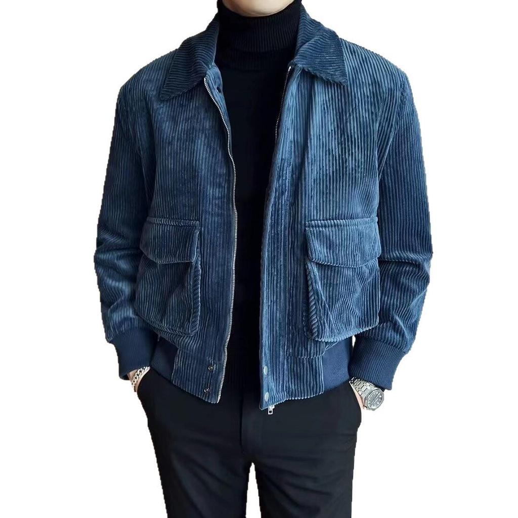 Unisex American Retro Corduroy Jacket - Trendy Spring/Autumn Workwear with High Street Lapel Design