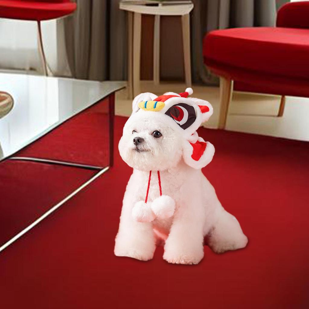 2025 New Year Pet Hats Dog Costume Accessory New Year Dance Lion Dog Headwear