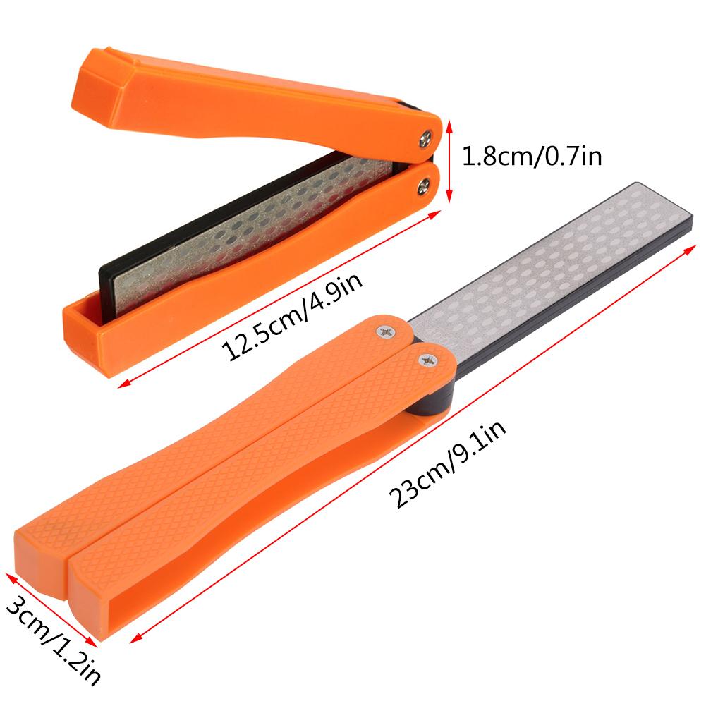 Outdoor Tragbarer Faltbarer Doppelseitiger Schleifstein Küchenmesser Schärfer Orange