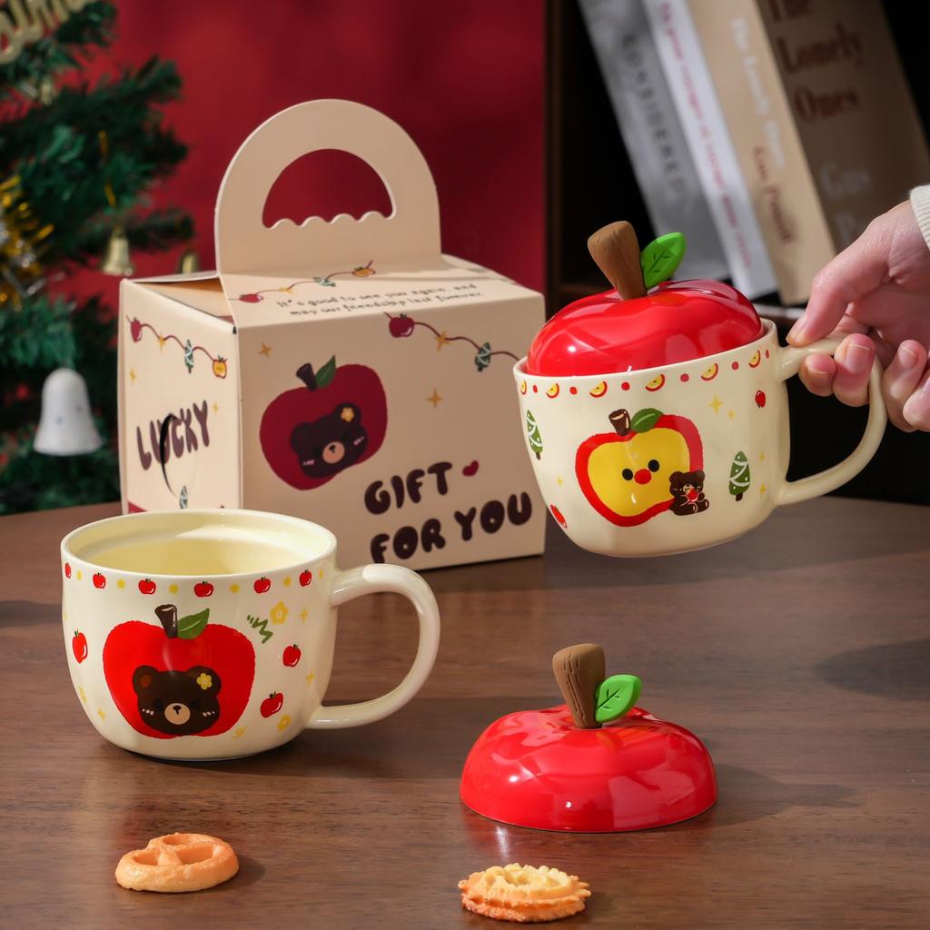 Kreative hochwertige Apfeltasse zum Verschenken an Freunde und Schwestern Wasserbecher mit Deckel Praktisches Geburtstagsgeschenk Bedeutungsvoll