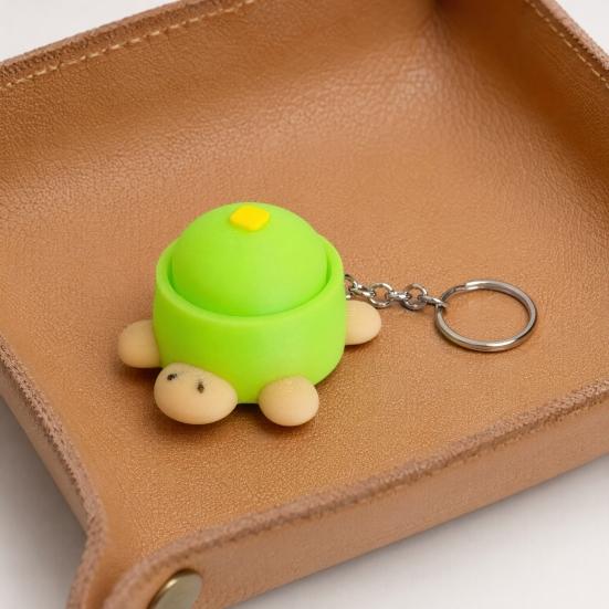 Keychain Pendant, Cartoon Turtle Design 3D Printed Food Keychain, Stress-Relief Buttons Finger-Clicking Keychain