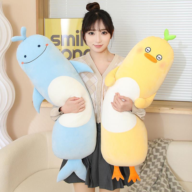 Little Bear Whale Sandwich Leg Long Throw Pillow Girl Bed Holding Sleeping Rabbit Yellow Duck Plush Toy Long Pillow