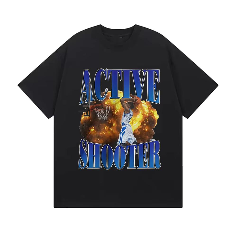 Active Shooter Funny Sports Meme Graphic TShirts Men Women Casual ONeck Short Sleeve T Shirt Fashion Oversized Cotton T Shirts