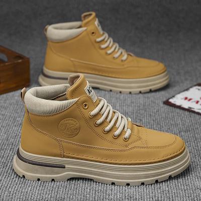 Fashion Men Thick Sole Casual Short Boots Fashion British Style Work Boots Men Autumn Casual Shoes Retro High Top Shoes Men Ankle Boot