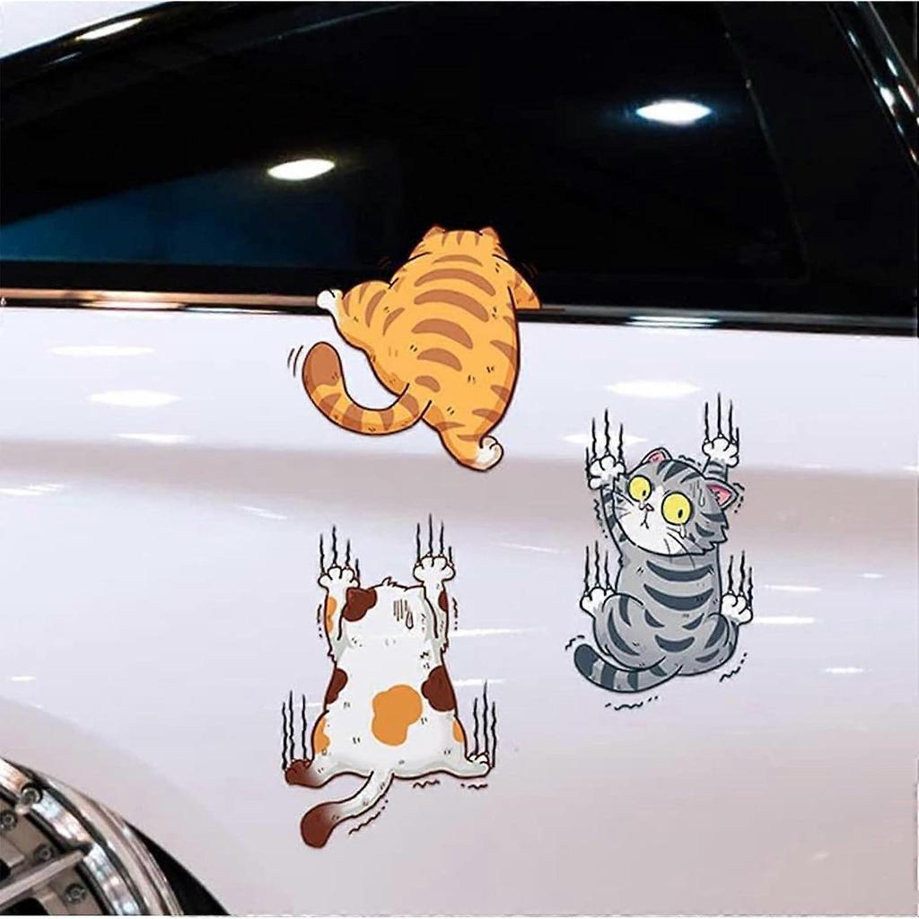 3 Pieces Cat Car Sticker, Car Stickers, Car Stickers, Kawaii Stickers, Humor Car Stickers, Scratch Pet Cat Car Stickers, Suitable for Cars, Trucks