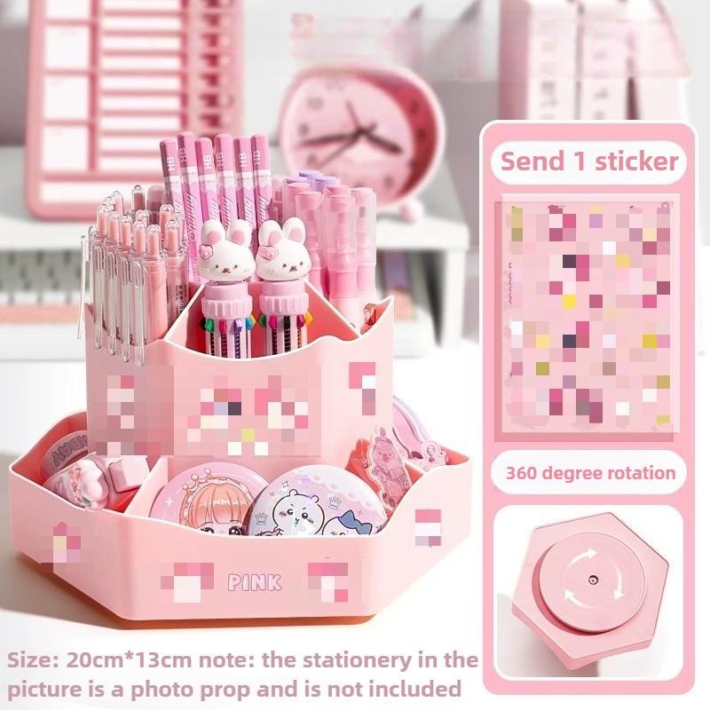 360 Degree Rotating Storage Box, Multifunctional Large Capacity Desktop Stationery and Cosmetics Storage Box, Office Pen Holder