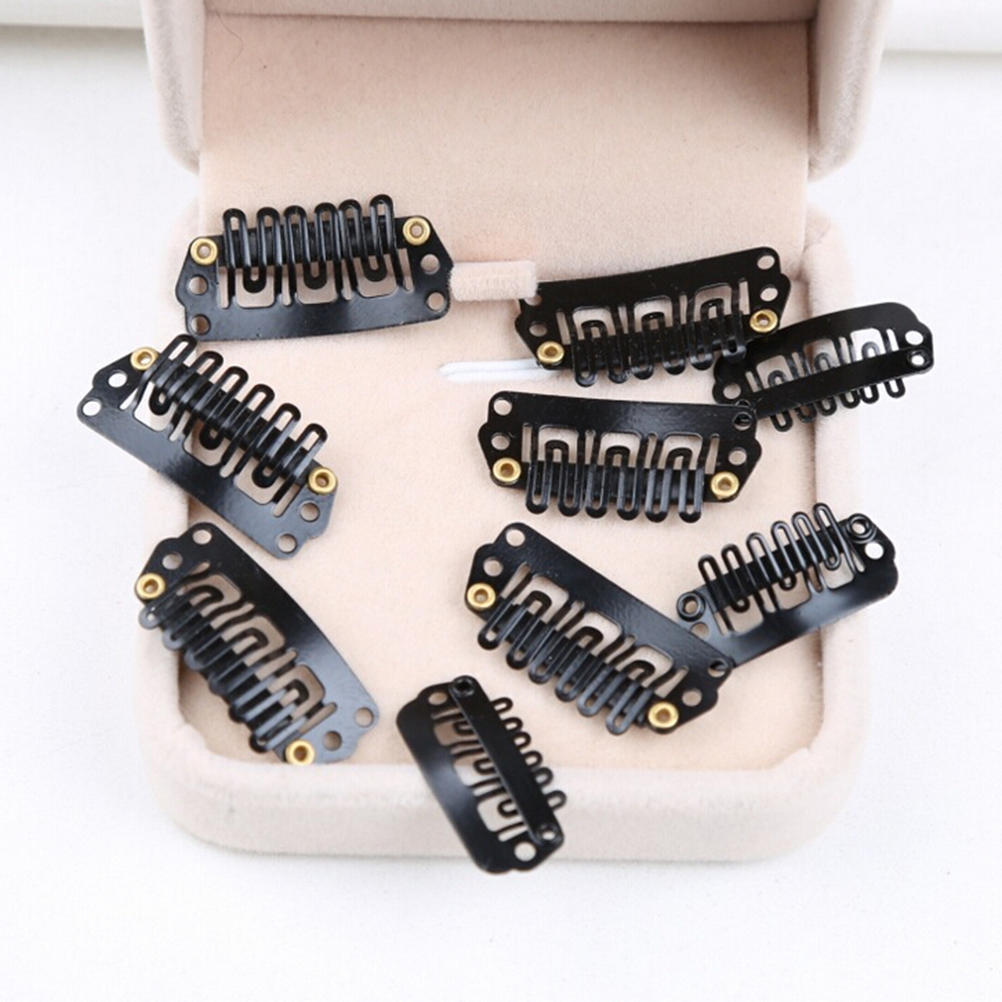 50 stk 28 mm svart U-form metallklemmer for hårforlengelser Weft clip-on parykk